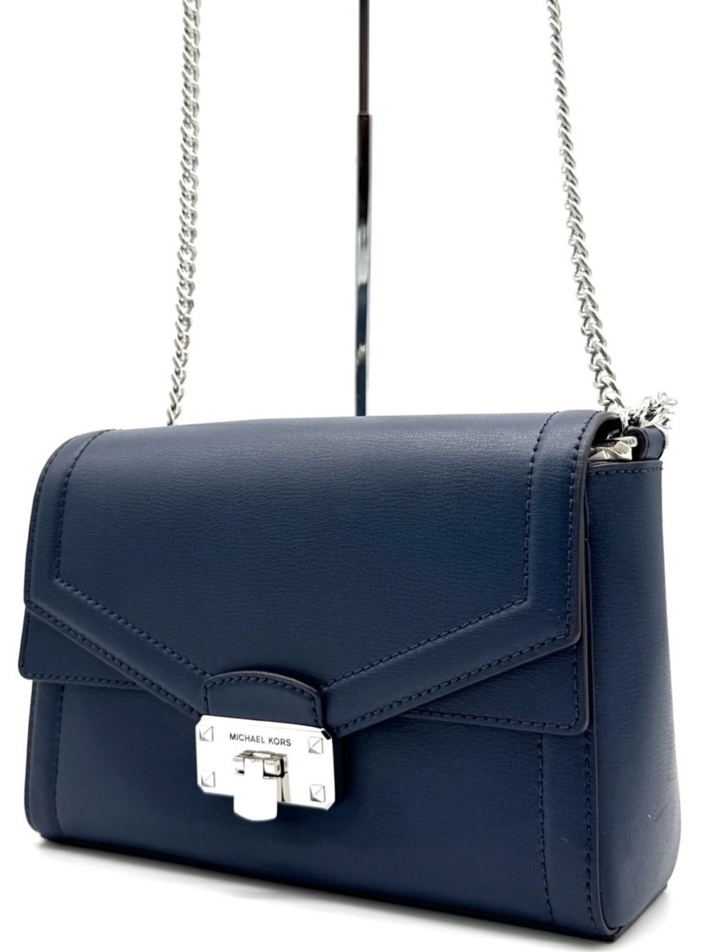 Michael Kors Kinsley Medium Shoulder Flap Crossbody Bag Navy Blue